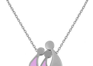 Κολιέ οικογένεια μαμά και παιδιά 2 κορίτσια από ασήμι -  - 