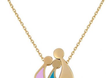 Κολιέ οικογένεια μαμά και παιδιά αγόρι και κορίτσι από επιχρυσωμένο ασήμι -  - 