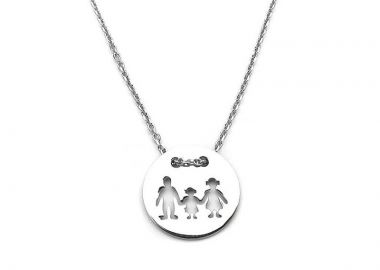 Κολιέ οικογένεια με ένα κορίτσι από ασήμι KL101 - Asimenio - 