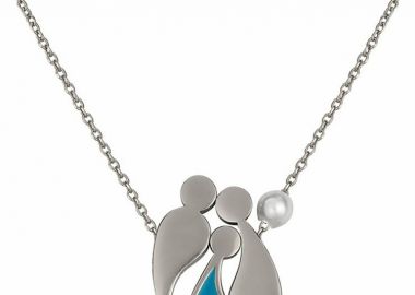Κολιέ οικογένεια μπαμπάς μαμά και παιδί αγόρι από ασήμι 925 με μαργαριτάρι -  - 