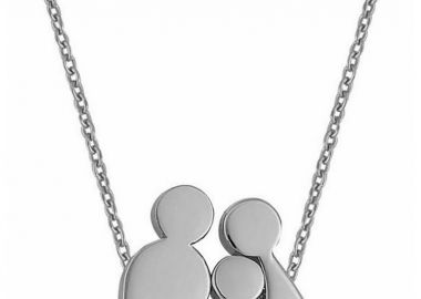 Κολιέ οικογένεια μπαμπάς μαμά και παιδί αγόρι από ασήμι με πέτρες ζιργκόν K50693BL1 -  - 