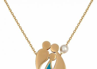 Κολιέ οικογένεια μπαμπάς μαμά και παιδί αγόρι από επιχρυσωμένο ασήμι με μαργαριτάρι -  - 