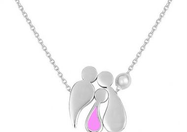 Κολιέ οικογένεια μπαμπάς μαμά και παιδί κορίτσι από ασήμι με μαργαριτάρι -  - 