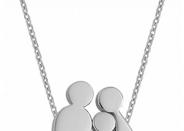 Κολιέ οικογένεια μπαμπάς μαμά και παιδί κορίτσι από ασήμι με πέτρες ζιργκόν -  - 