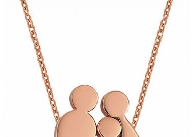 Κολιέ οικογένεια μπαμπάς μαμά και παιδί κορίτσι από ρόζ επιχρυσωμένο ασήμι με πέτρες ζιργκόν K50693GR1 -  - 