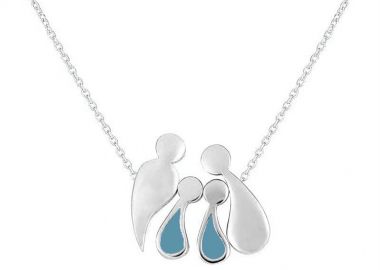 Κολιέ οικογένεια μπαμπάς μαμά και παιδιά 2 αγόρια από ασήμι -  - 