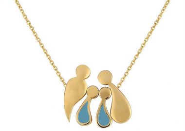 Κολιέ οικογένεια μπαμπάς μαμά και παιδιά 2 αγόρια από επιχρυσωμένο ασήμι -  - 