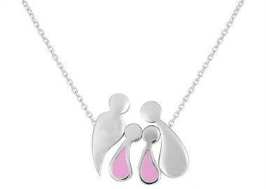 Κολιέ οικογένεια μπαμπάς μαμά και παιδιά 2 κορίτσια από ασήμι -  - 