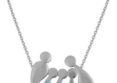 Κολιέ οικογένεια μπαμπάς μαμά και παιδιά 3 αγόρια από ασήμι -  - 