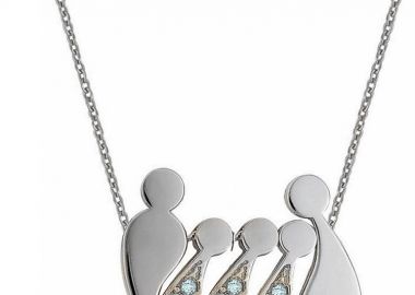 Κολιέ οικογένεια μπαμπάς μαμά και παιδιά 3 αγόρια από ασήμι με πέτρες ζιργκόν -  - 