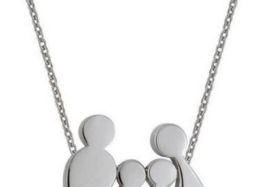 Κολιέ οικογένεια μπαμπάς μαμά και παιδιά αγόρι και κορίτσι από ασήμι με πέτρες ζιργκόν -  - 