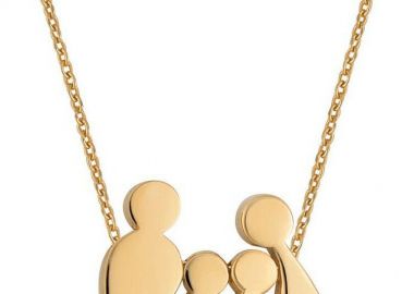 Κολιέ οικογένεια μπαμπάς μαμά και παιδιά αγόρι και κορίτσι από επιχρυσωμένο ασήμι με πέτρες ζιργκόν -  - 