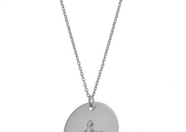 Κολιέ οικογένεια σε μοντέρνο φλουρί μαμά και παιδί από ασήμι -  - 