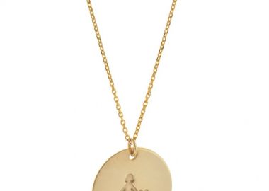 Κολιέ οικογένεια σε μοντέρνο φλουρί μαμά και παιδί από ρόζ επιχρυσωμένο ασήμι -  - 