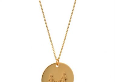 Κολιέ οικογένεια σε μοντέρνο φλουρί μπαμπάς μαμά και 2 παιδιά από ρόζ επιχρυσωμένο ασήμι -  - 