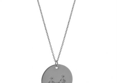 Κολιέ οικογένεια σε μοντέρνο φλουρί μπαμπάς μαμά και παιδί από ασήμι -  - 