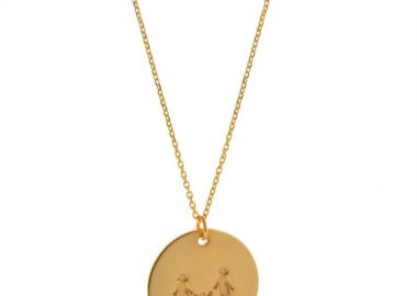 Κολιέ οικογένεια σε μοντέρνο φλουρί μπαμπάς μαμά και παιδί από ρόζ επιχρυσωμένο ασήμι -  - 