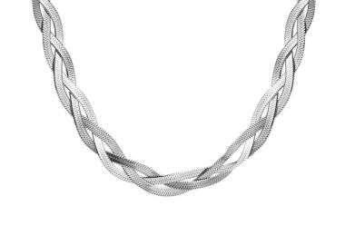 Κολιέ πλεκτή αλυσίδα από ανοξείδωτο ατσάλι σε ασημένια απόχρωση -  - 