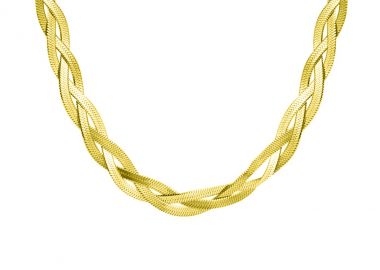 Κολιέ πλεκτή αλυσίδα από ανοξείδωτο ατσάλι σε χρυσή απόχρωση -  - 