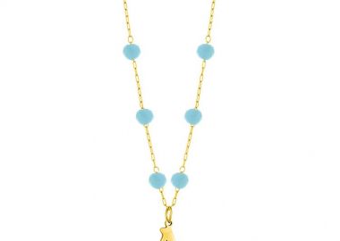 Κολιέ Ροζάριο Από Ανοξείδωτο Ατσάλι Επιχρυσωμένο 24Κ Με Μονόγραμμα AA14660 - AMOR AMOR - 