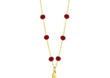 Κολιέ Ροζάριο Από Ανοξείδωτο Ατσάλι Επιχρυσωμένο 24Κ Με Μονόγραμμα AA14662 - AMOR AMOR - 