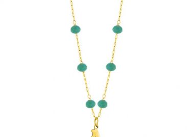 Κολιέ Ροζάριο Από Ανοξείδωτο Ατσάλι Επιχρυσωμένο 24Κ Με Μονόγραμμα AA14663 - AMOR AMOR - 