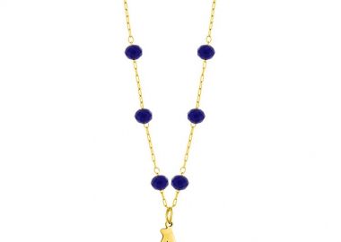 Κολιέ Ροζάριο Από Ανοξείδωτο Ατσάλι Επιχρυσωμένο 24Κ Με Μονόγραμμα AA14665 - AMOR AMOR - 