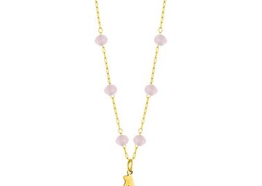 Κολιέ Ροζάριο Από Ανοξείδωτο Ατσάλι Επιχρυσωμένο 24Κ Με Μονόγραμμα AA14666 - AMOR AMOR - 