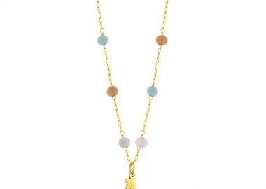 Κολιέ Ροζάριο Από Ανοξείδωτο Ατσάλι Επιχρυσωμένο 24Κ Με Μονόγραμμα AA14667 - AMOR AMOR - 