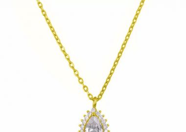 Κολιέ Ροζέτα Από Ασήμι 925 Επιχρυσωμένο Με Δάκρυ SS17378 - AMOR AMOR - 