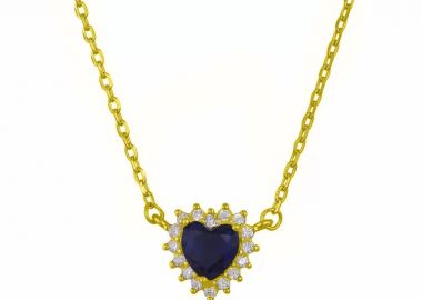 Κολιέ Ροζέτα Από Ασήμι 925 Επιχρυσωμένο Με Καρδιά SS17394 - AMOR AMOR - 