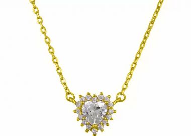 Κολιέ Ροζέτα Από Ασήμι 925 Επιχρυσωμένο Με Καρδιά SS17396 - AMOR AMOR - 