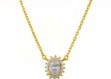 Κολιέ Ροζέτα Από Ασήμι 925 Επιχρυσωμένο Οβαλ SS17404 - AMOR AMOR - 