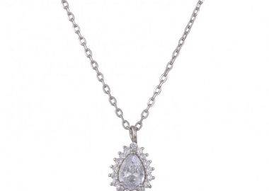 Κολιέ Ροζέτα Από Ασήμι 925 Με Δάκρυ SS17377 - AMOR AMOR - 