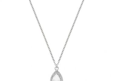 Κολιέ Ροζέτα Δάκρυ Λευκό Από Ατσάλι MI13514 - AMOR AMOR - 