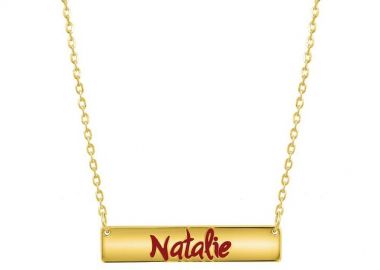 Κολιέ Ταυτότητα Από Ασήμι 925 Επιχρυσωμένο Με Όνομα Από Σμάλτο PE70340 - AMOR AMOR - 