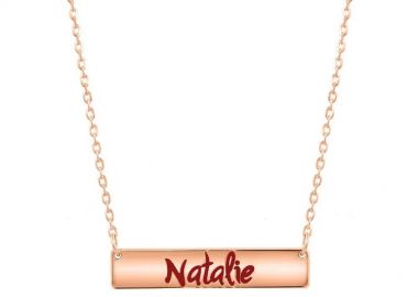 Κολιέ Ταυτότητα Από Ασήμι 925 Ροζ Επιχρυσωμένο Με Όνομα Από Σμάλτο PE70341 - AMOR AMOR - 