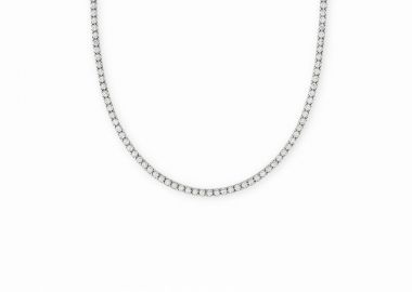 Κολιέ tennis με λευκά ζιργκόν από ανοξείδωτο ατσάλι σε ασημένια απόχρωση -  - 