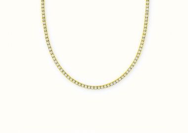 Κολιέ tennis με λευκά ζιργκόν από ανοξείδωτο ατσάλι σε χρυσή απόχρωση -  - 