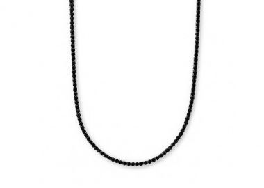 Κολιέ tennis με μαύρα ζιργκόν από ανοξείδωτο ατσάλι σε ασημένια απόχρωση -  - 