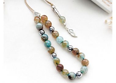 Κομπολόι με Αχάτες Aqua Brown και Αιματίτη KO104 - Asimenio - 
