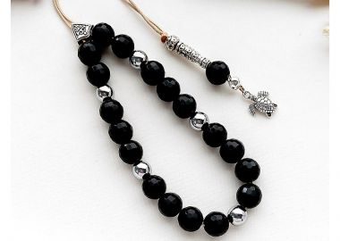 Κομπολόι με μαύρο Αχάτη KO198 - Asimenio - 