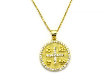 Κωνσταντινάτο κολιέ από Ασήμι 925 επιχρυσωμένο KL259 - Asimenio - 