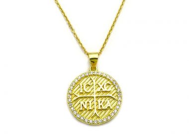 Κωνσταντινάτο κολιέ από Ασήμι 925 επιχρυσωμένο KL263 - Asimenio - 