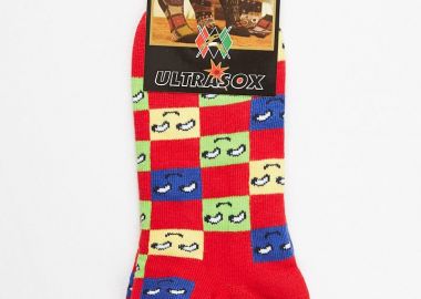 Κοντές κάλτσες χαμόγελο unisex κόκκινο - SOU - 