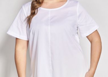 Κοντομάνικη Μπλούζα με Ασύμμετρο Τελείωμα -  - 