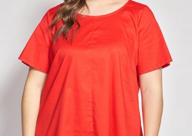 Κοντομάνικη Μπλούζα με Ασύμμετρο Τελείωμα -  - 