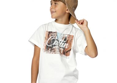 Κοντομάνικη μπλούζα με τύπωμα για αγόρι - Εκρού 13-224028-5 - energiers - 
