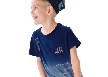 Kοντομάνικη μπλούζα ντεγκραντέ και τυπώματα για αγόρι - Μπλε 12-224118-5 - energiers - 