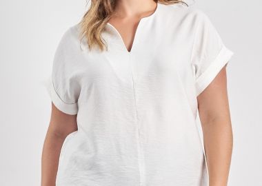 Κοντομάνικη μπλούζα όψη λινό -  - 